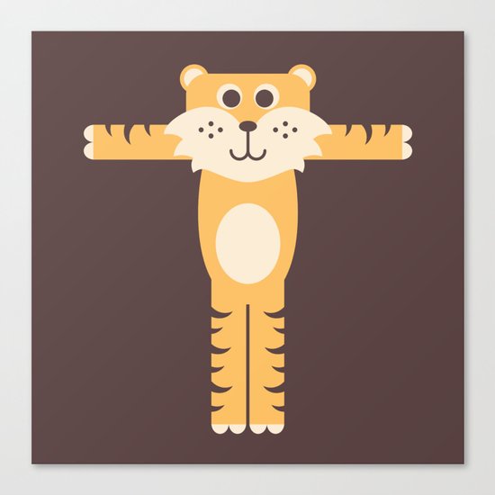 Letter T // Animal Alphabet // Tiger Monogram Canvas Print