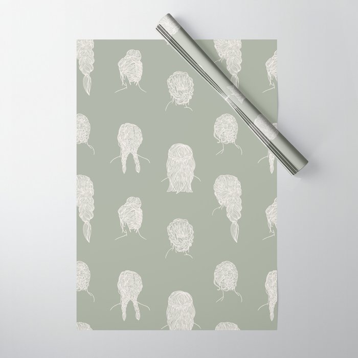 Braided Hairstyles - Dusty Green Wrapping Paper