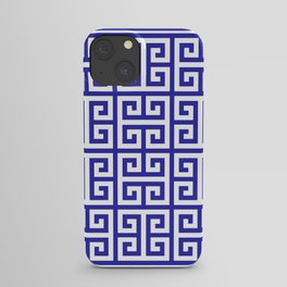 Greek Key (Navy Blue & White Pattern) iPhone Case