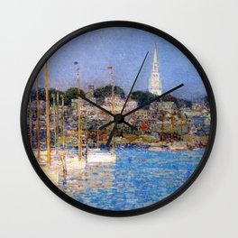 Newport Harbor, Newport, Rhode Island - Cat Boats by Frederick Childe Hassam Wall Clock