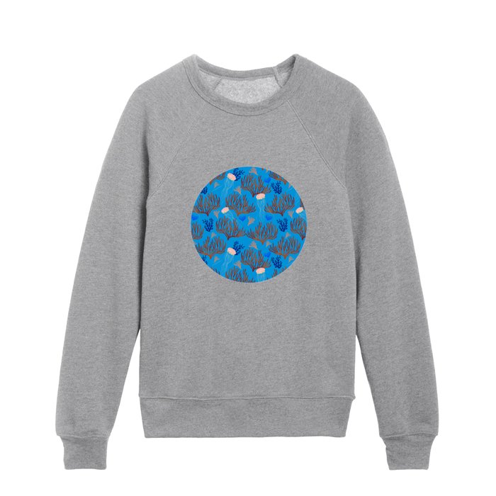 Jellyfish and Coral-Blue Kids Crewneck