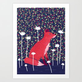 Fox in the Garden Art Print