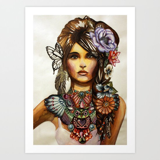 Owl Necklace Art Print
