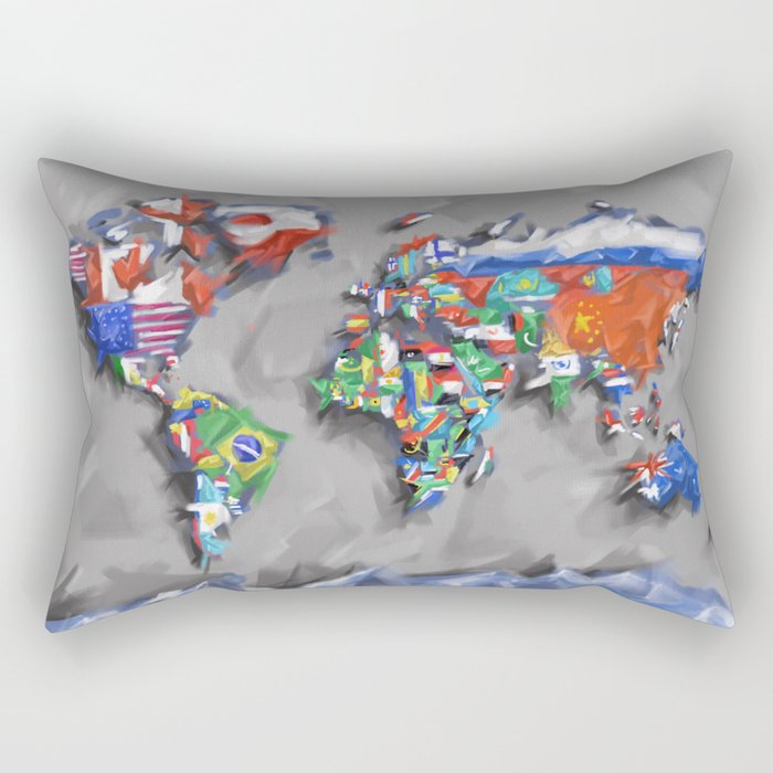 world map with flags Rectangular Pillow
