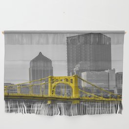 Pittsburgh Clemente Bridge Gold Print Wall Hanging