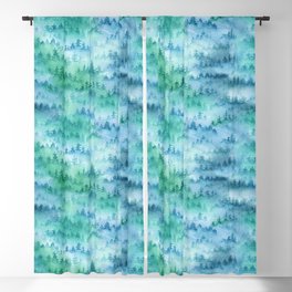 Watercolor Foggy Forest Blackout Curtain
