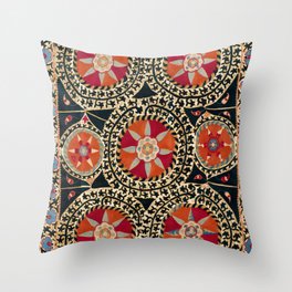 Katti Kurgan Suzani Uzbekistan Embroidery Print Throw Pillow
