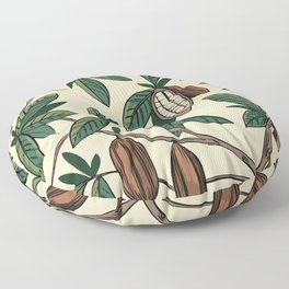 Cocoa plant seamless pattern. Cacao bean. Vintage illustration Floor Pillow