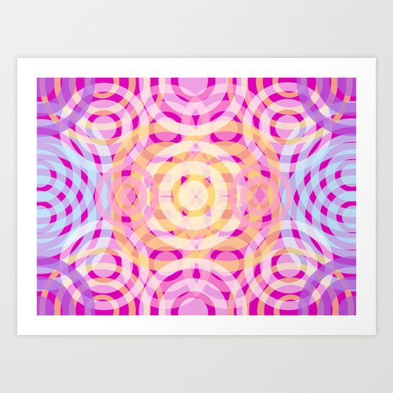 Wave Pattern Bright Pink Art Print