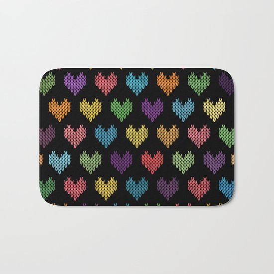 Colorful Knitted Hearts Bath Mat