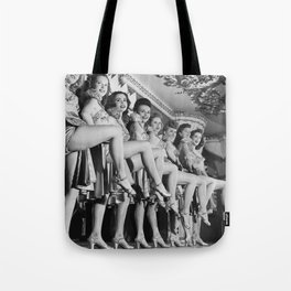Chorus line of women with legs lifted Tote Bag