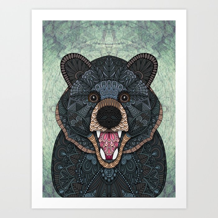 Ornate Black Bear Art Print
