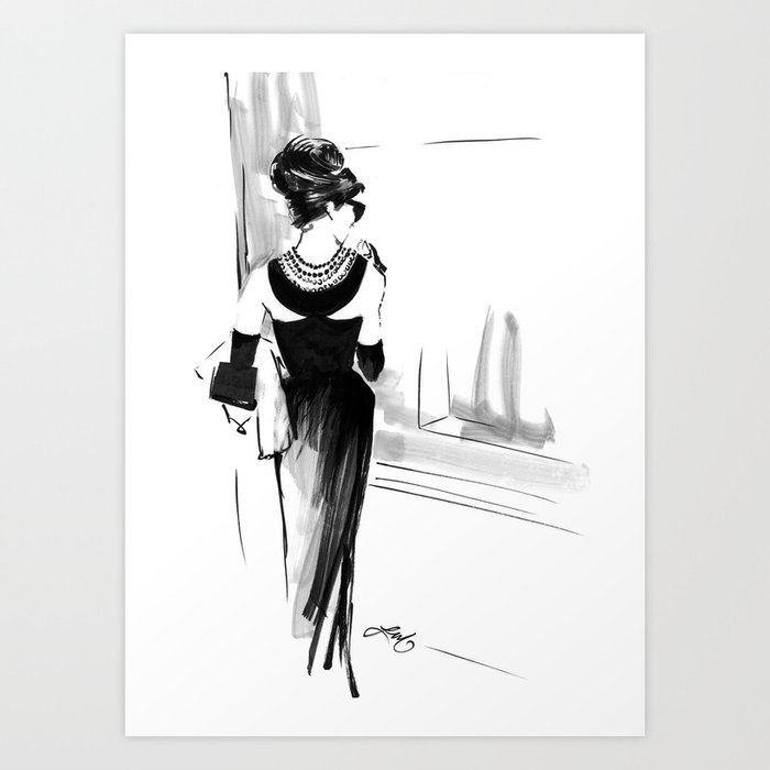 Breakfast at Tiffany's Sketch Art Print by Jane Miser | Society6