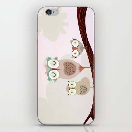 Mother owl and children iPhone & iPod Skin