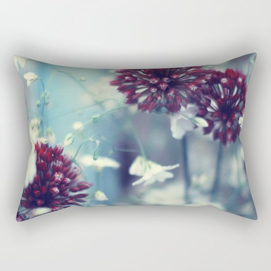Flowers on Blue Rectangular Pillow