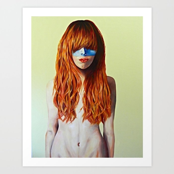 Redhead & Blue Mask Art Print