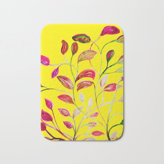 Red and Green Leaves! Yellow Sunshine! Bath Mat