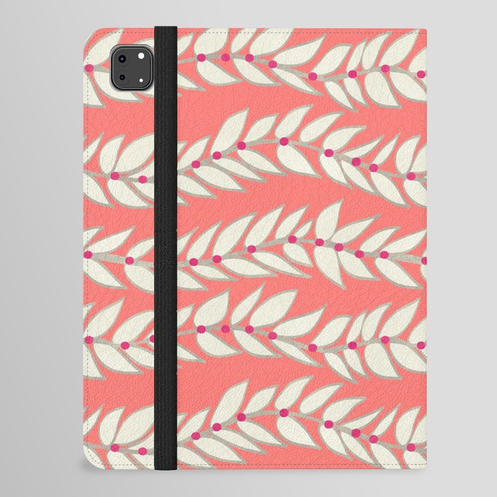 Leaf Dot Stripe Coral iPad Folio Case