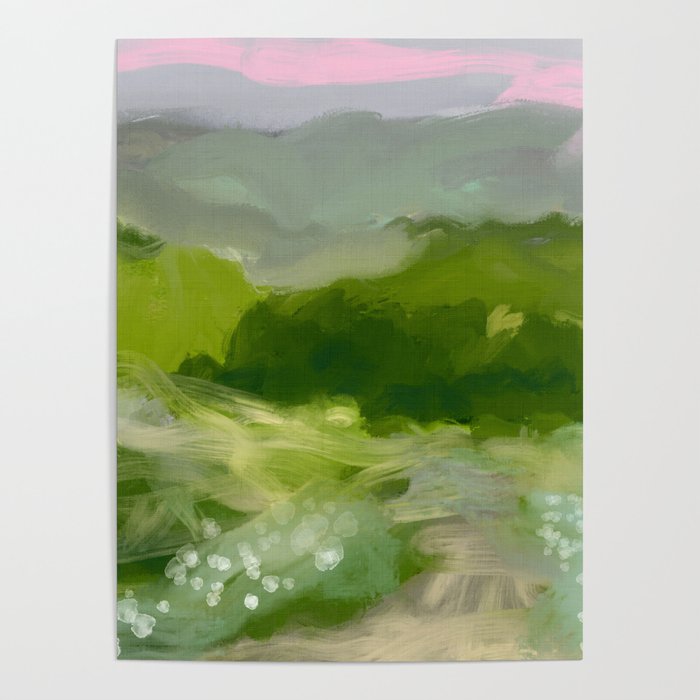 green abstract landscape art Poster