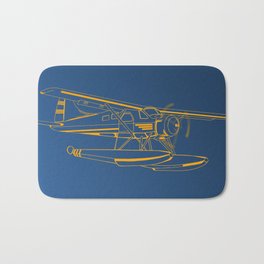 Dutone seaplane Bath Mat | Adventure, Hunting, Ink, Yellow, Blue, Sea, Digital, Woop, Plane, Camp 