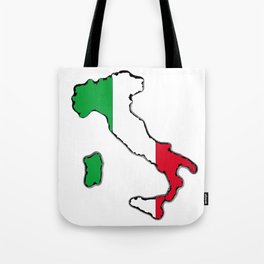 Italy Map with Italian Flag Tote Bag