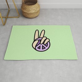 CND Peace symbol Hand V Sign Rug