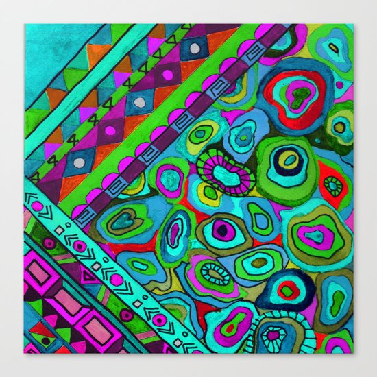 Abstract ethnic pattern in blue and turquoise tones . Canvas Print