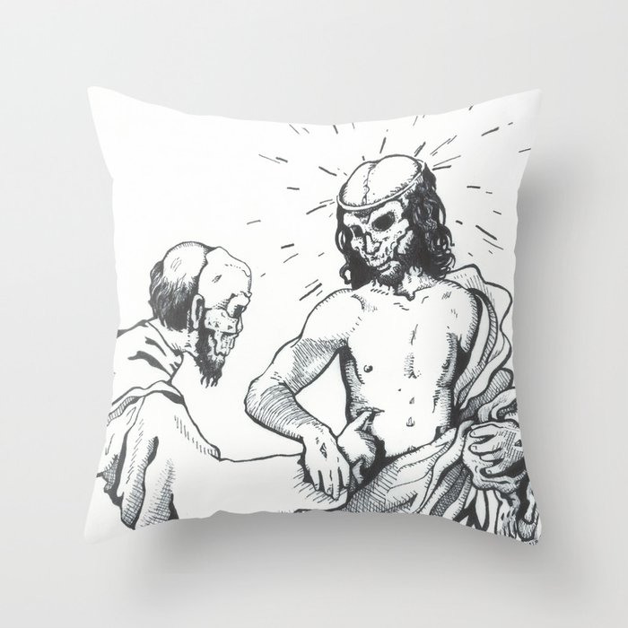 Jesus and Doubting Thomas Throw Pillow