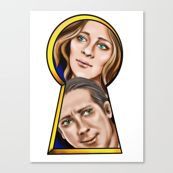 keyhole. Man and woman Canvas Print