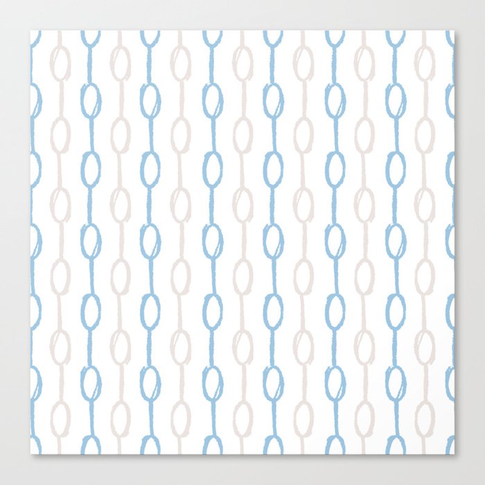 Abstract hand painted blue cream watercolor polka dots stripes Canvas Print