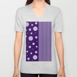 Spots and Stripes - Purple V Neck T Shirt