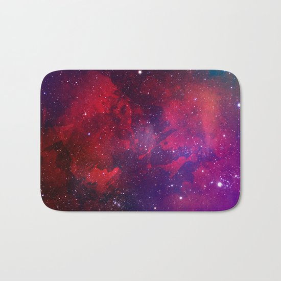 Purple & Red Watercolor Space Pattern Bath Mat
