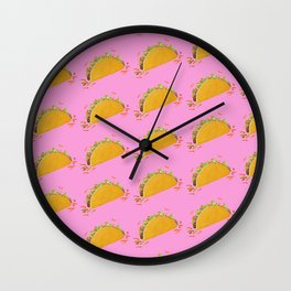 Taco Heaven Wall Clock | Painting, Junkfood, Funfood, Eating, Junk, Repeat, Pink, Food, Tortilla, Tacoshell 