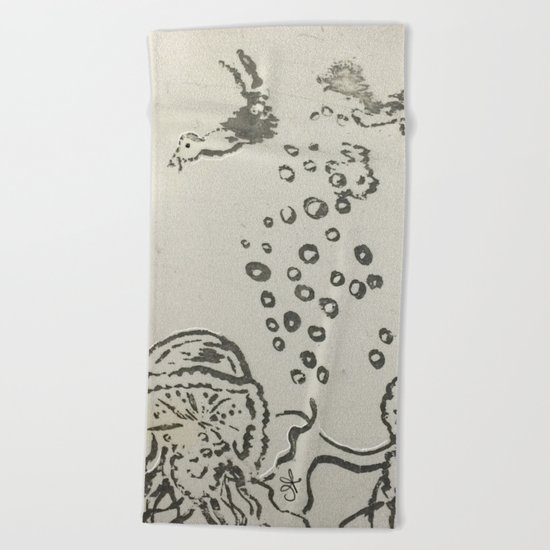 Under The Sea Sketch Beach Towel