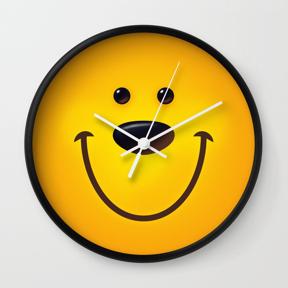 Orange Smiley Face Digital Painting Wall Clock By Pixaroma