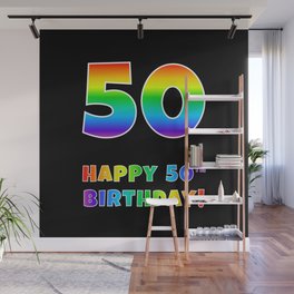 [ Thumbnail: HAPPY 50TH BIRTHDAY - Multicolored Rainbow Spectrum Gradient Wall Mural ]