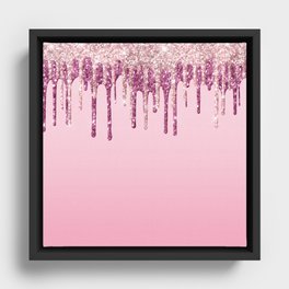 Beautiful Glittered Ice Cream Dripping Pattern Framed Canvas