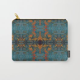The Spindles- Blue and Orange Filigree  Carry-All Pouch | Digital, Pattern, Decorative, Teal, Graphicdesign, Paisley, Turquoise, Aqua, Flames, Celtic 