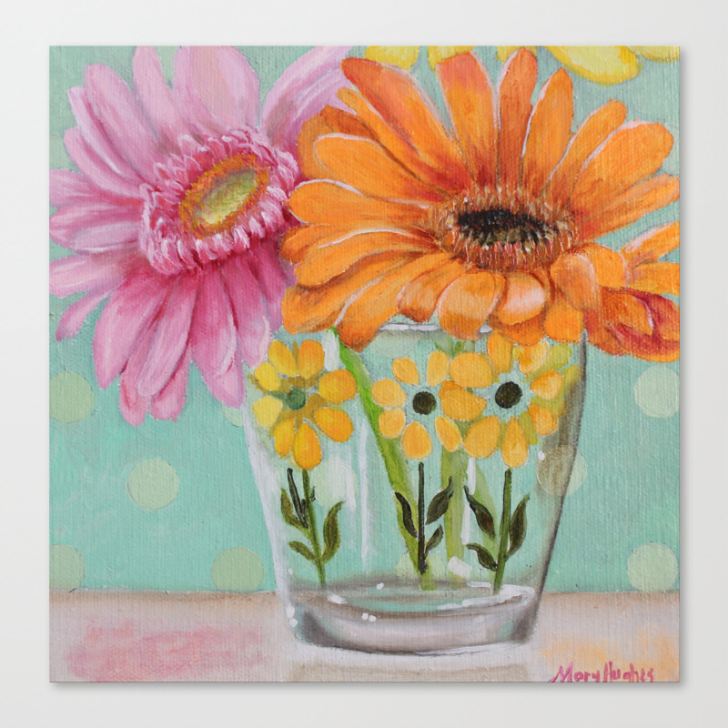 Gerber Daisy Retro Glass Painting Canvas Print By Mhughes Society6
