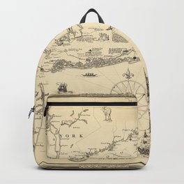 1925 Vintage Historical Map of Long Island and the Sound Backpack