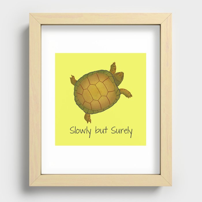 Turtle - Slowly but Surely - Lazy Animals Recessed Framed Print
