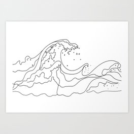 Minimal Line Art Ocean Waves Art Print