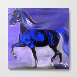 Horse Cobalt Blue Metal Print