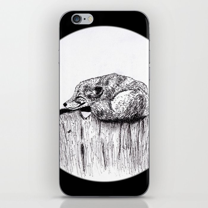 Peace in the Wild - Fox ink Drawings iPhone Skin