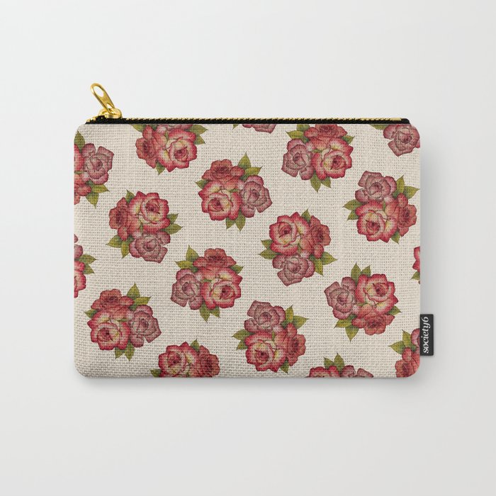 Vintage Rose Bouquet Pattern Carry-All Pouch