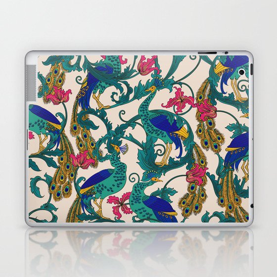 Glamorous Art Nouveau Peacock Floral Laptop & iPad Skin