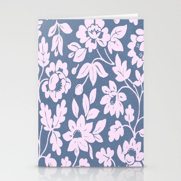 William Morris Blue And Pink Floral Pattern,Victorian,Arts And Crafts,Art Nouveau,Botanical,Vintage, Stationery Cards