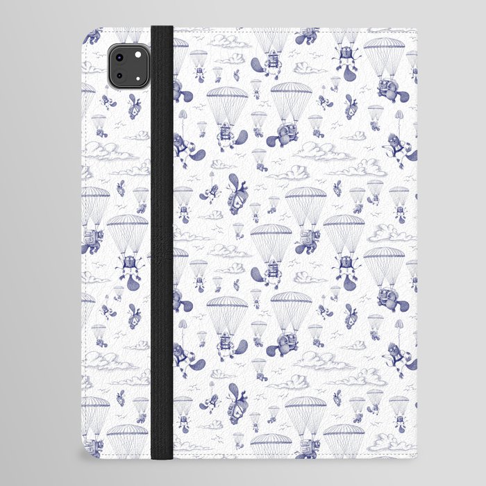 Parachuting Beavers - Blue iPad Folio Case
