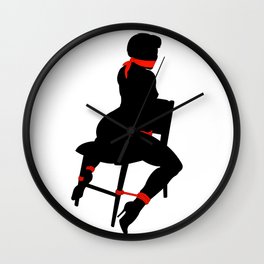Bondage girl on chair Wall Clock