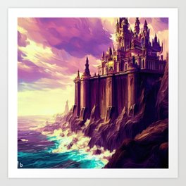 waves crash on my castle Art Print